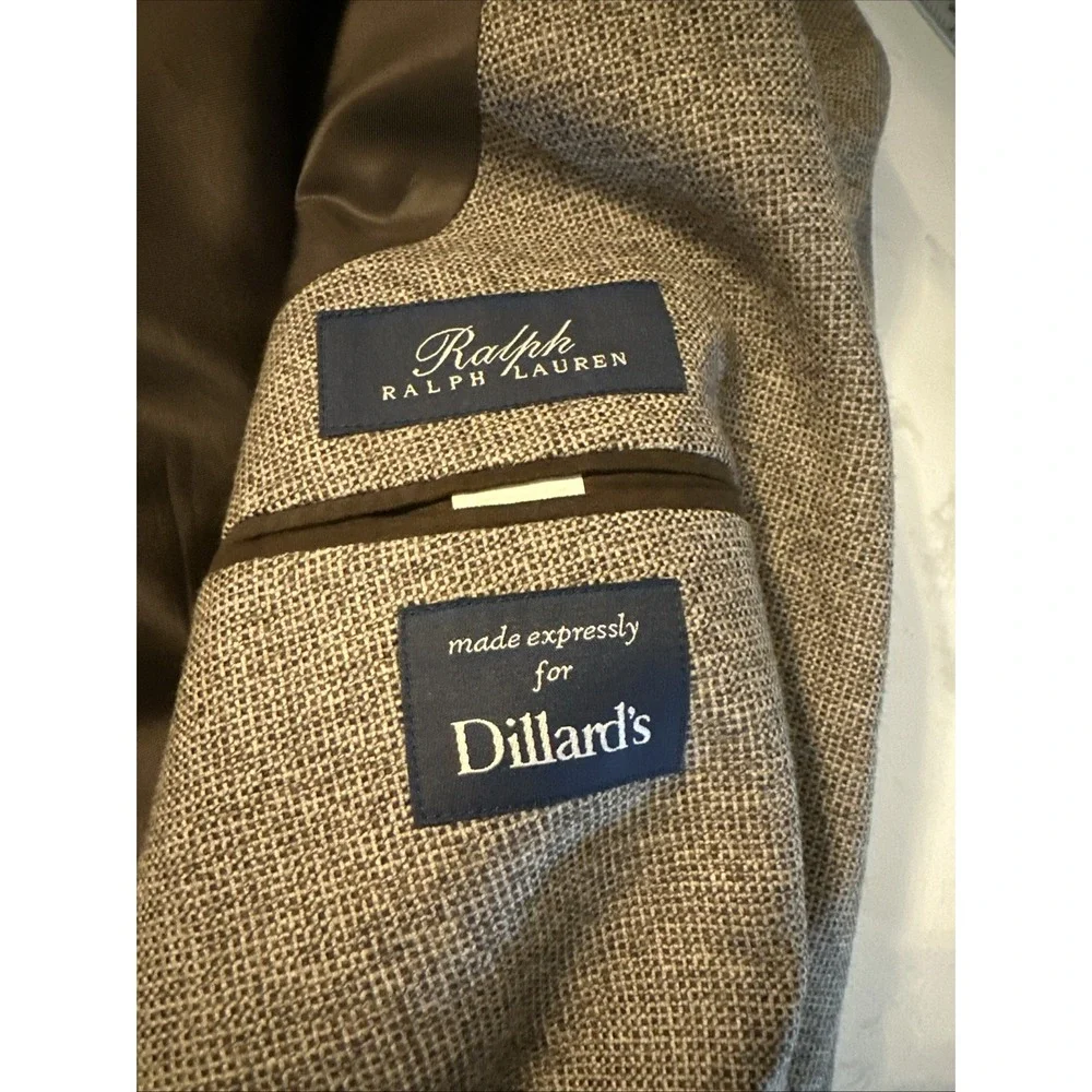 Ralph Lauren Made Expressly For Dillards Blazer Mens Size 48L 100% Wool Brown